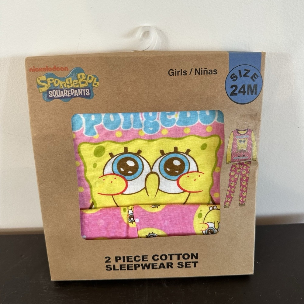 SpongeBob SquarePants 2pc Long Sleeves‎ Pajama Set 24 MONTHS New Girls